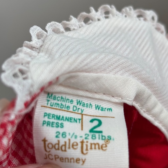 VTG 90s Smocked Dress 2T Toddle Time Short Sleeve Cottage Classic Xmas Holiday - Picture 4 of 8